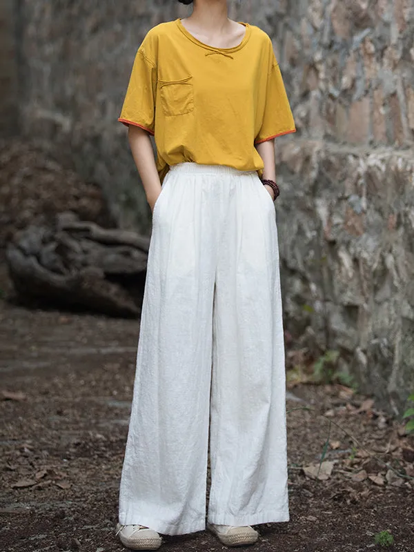 Wide Leg Elasticity Solid Color Pants Trousers