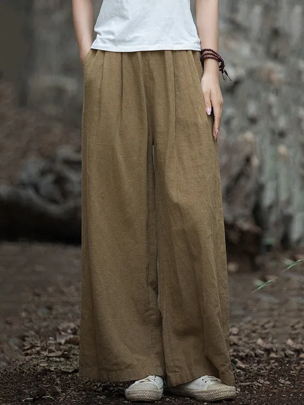 Wide Leg Elasticity Solid Color Pants Trousers