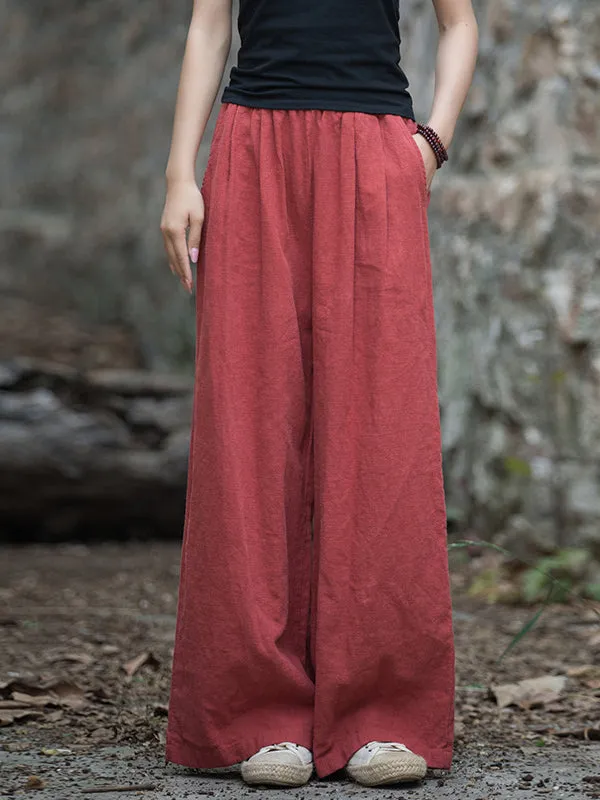 Wide Leg Elasticity Solid Color Pants Trousers