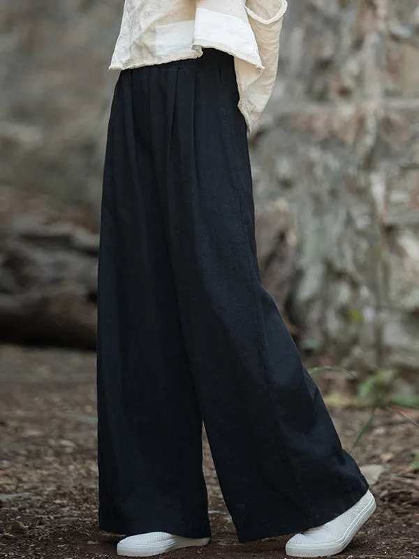 Wide Leg Elasticity Solid Color Pants Trousers