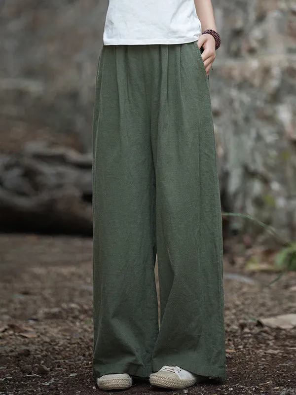 Wide Leg Elasticity Solid Color Pants Trousers