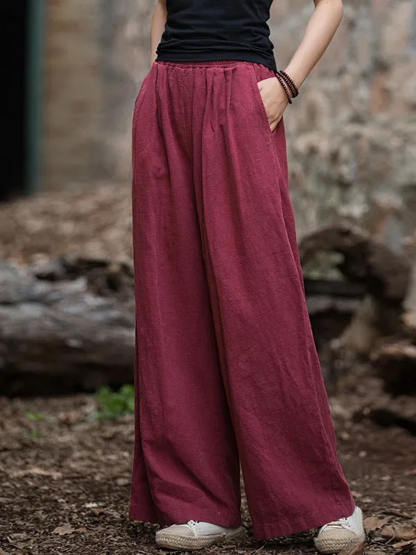 Wide Leg Elasticity Solid Color Pants Trousers