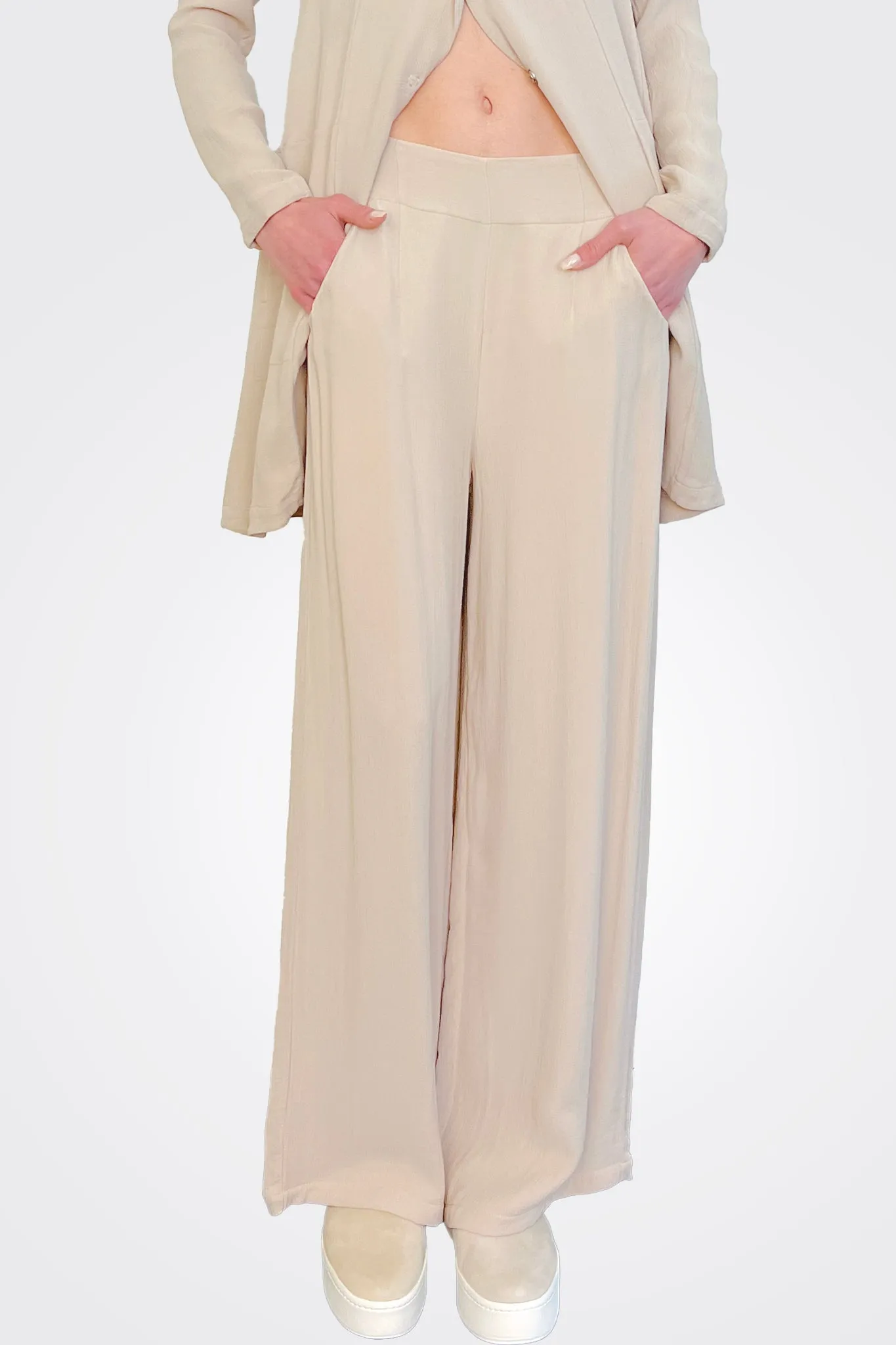 Wide Leg Pants - Tan