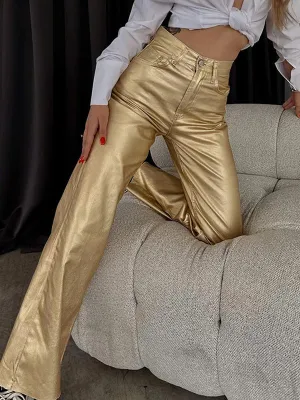 Wide Leg Pockets Solid Color Pants Trousers