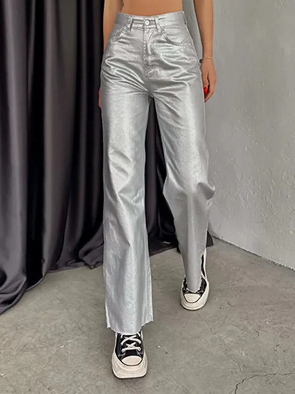 Wide Leg Pockets Solid Color Pants Trousers