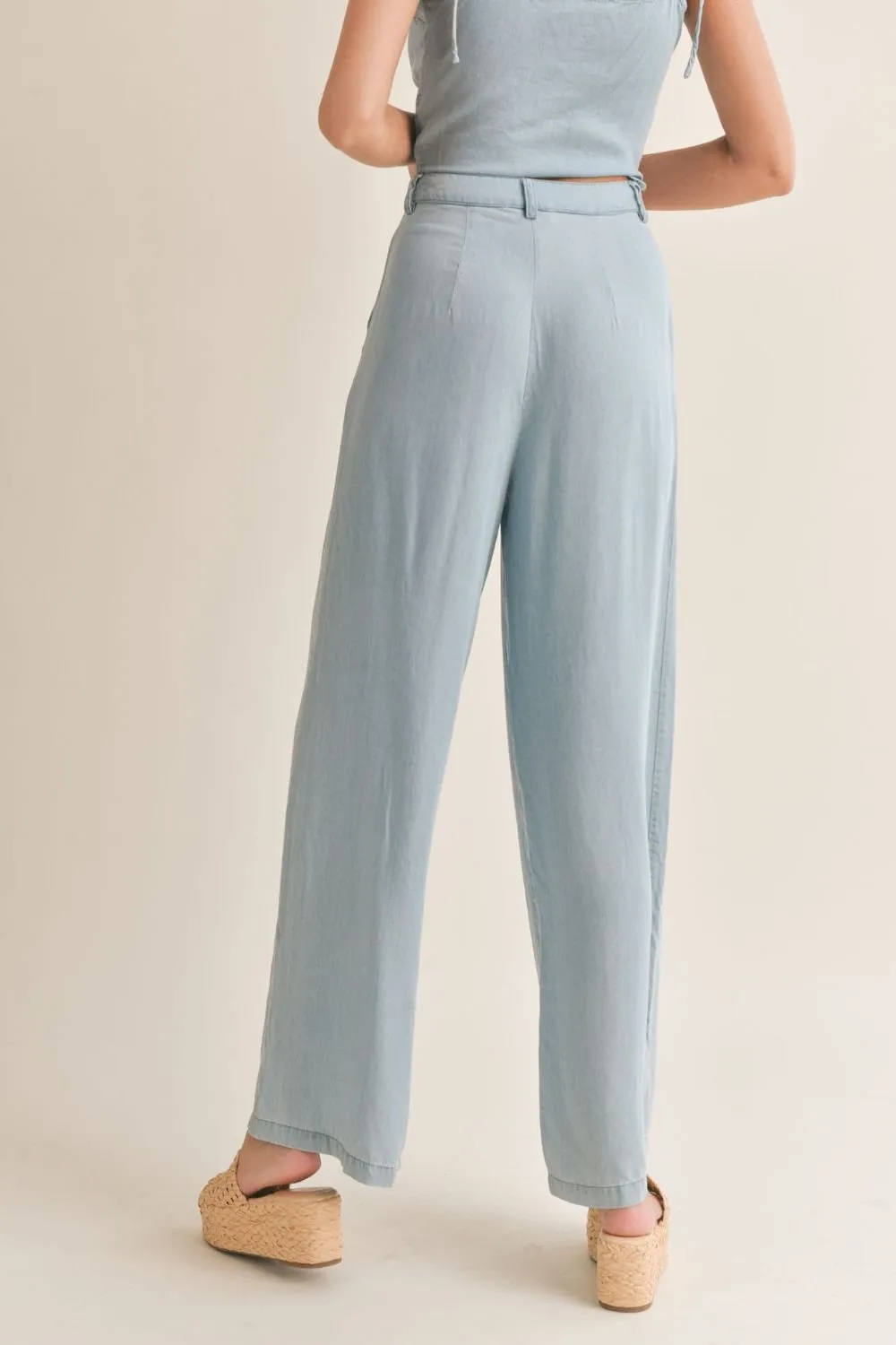 Women's Chambray Trouser Pants | Light Wash Denim