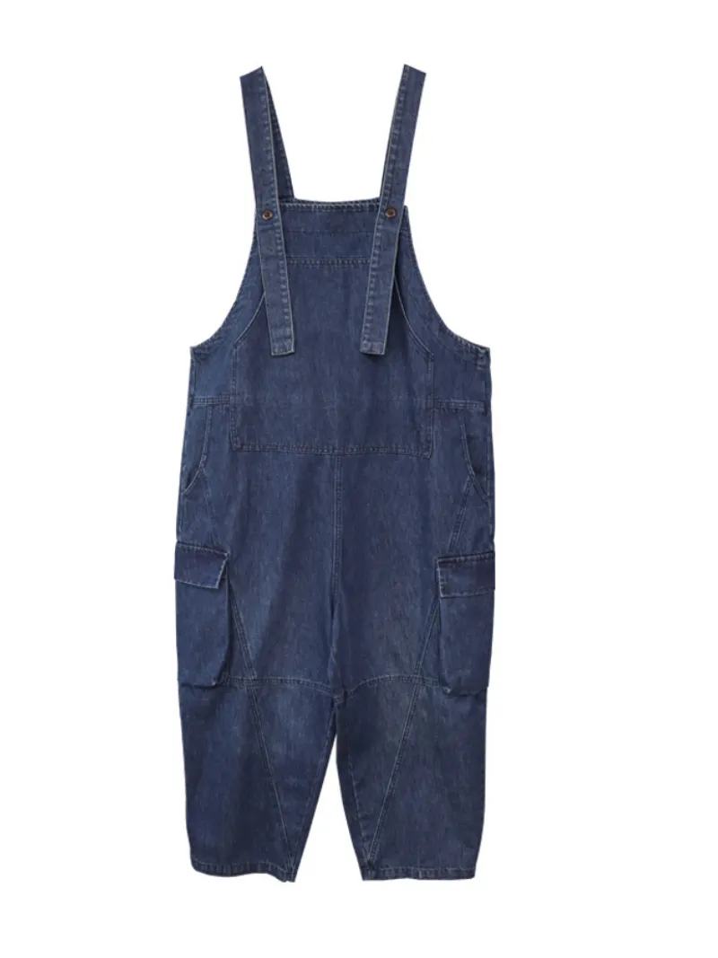 Women's Denim Loose Large Size Stylish Dungarees Overalls With Pockets