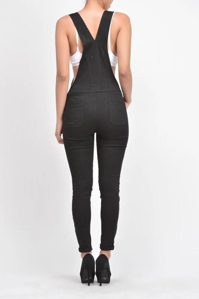 Women's Destroyed Skinny Overalls