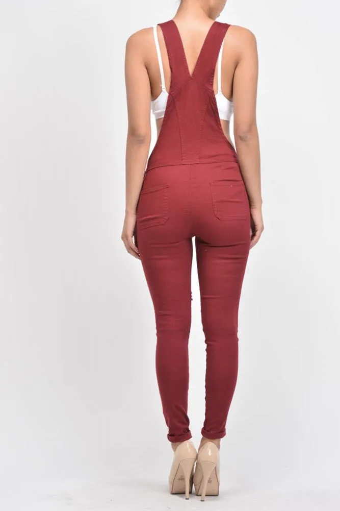 Women's Destroyed Skinny Overalls