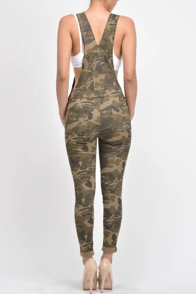 Women's Destroyed Skinny Overalls