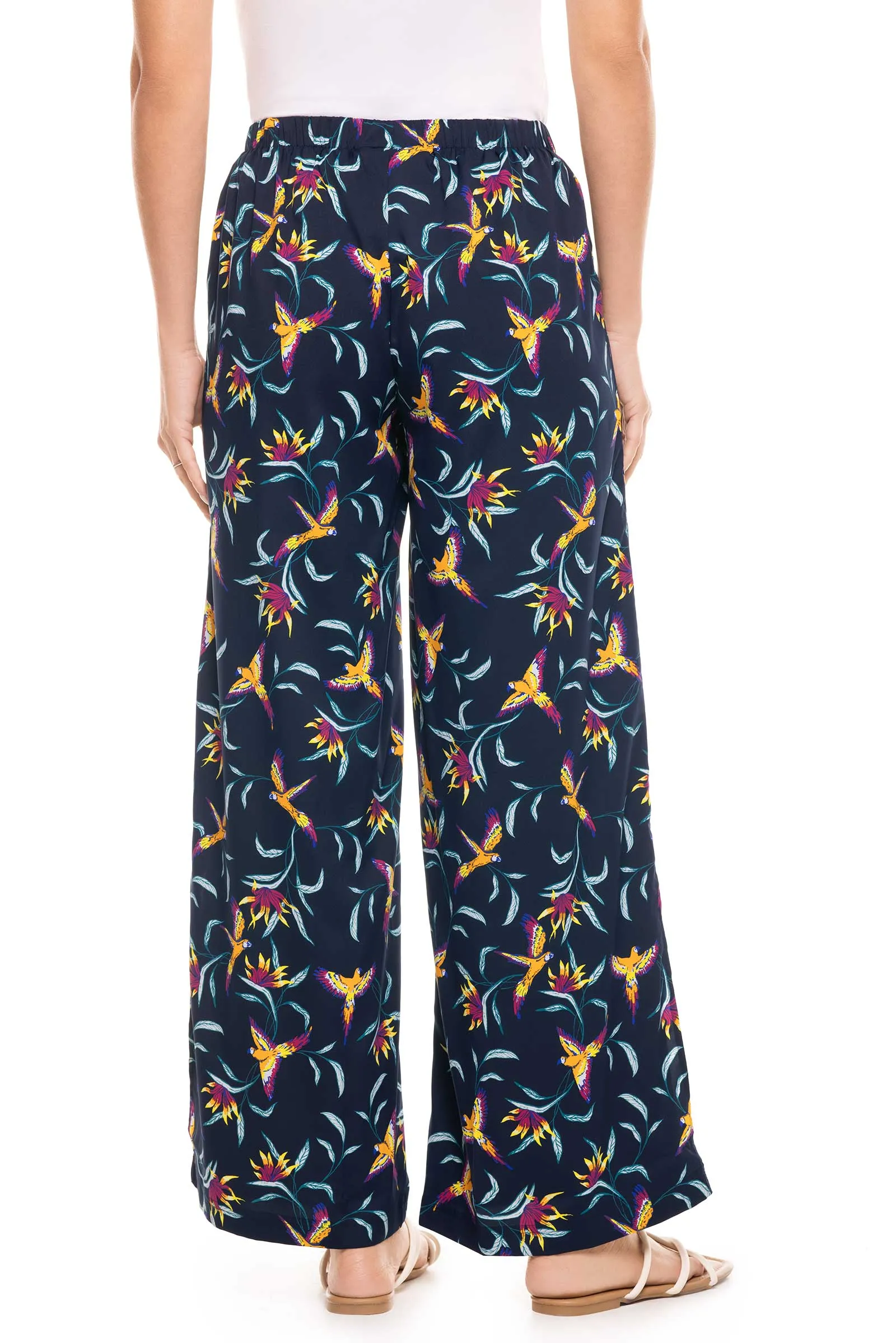 Women's Petra Wide Leg Pants  |  Navy Birds of Paradise