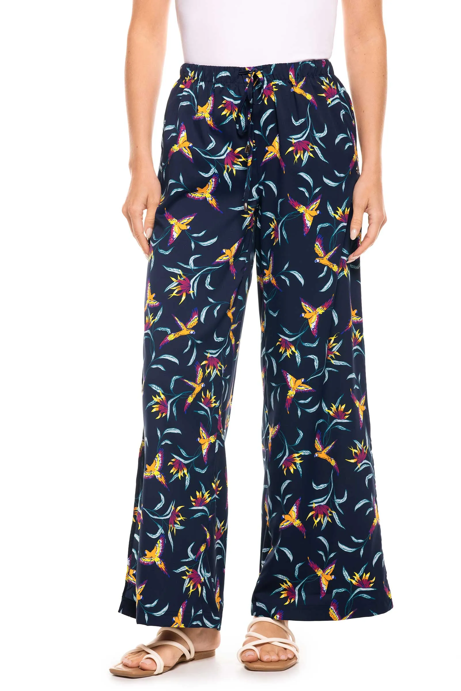 Women's Petra Wide Leg Pants  |  Navy Birds of Paradise