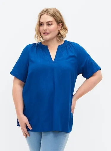 Zizzi Marley Blouse in Princess Blue