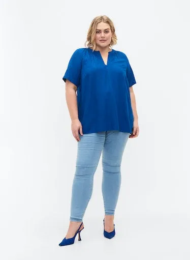 Zizzi Marley Blouse in Princess Blue